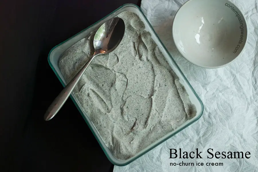 Home Made No Churn Black sesame ice cream.