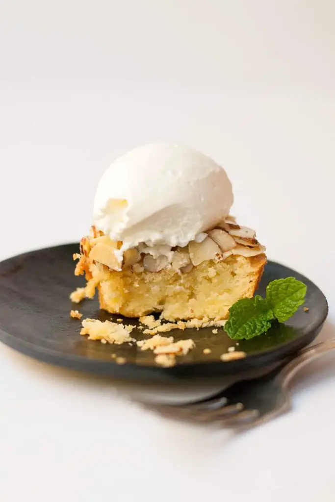 Almond muffin tin tart with fresh whipped cream