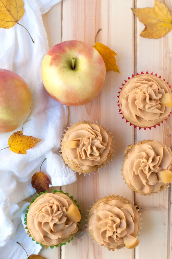 Caramel apple cupcake recipe with caramel whipped cream frosting