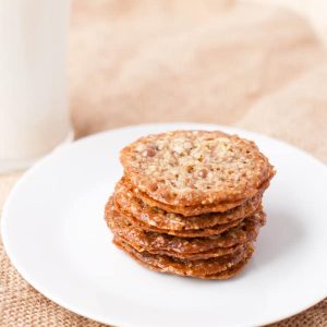 Milk chocolate Florentine (Lacey's) cookies