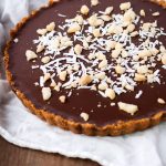 Chocolate Ganache Tart with Creamy Coconut Milk & Macadamia Nut topping