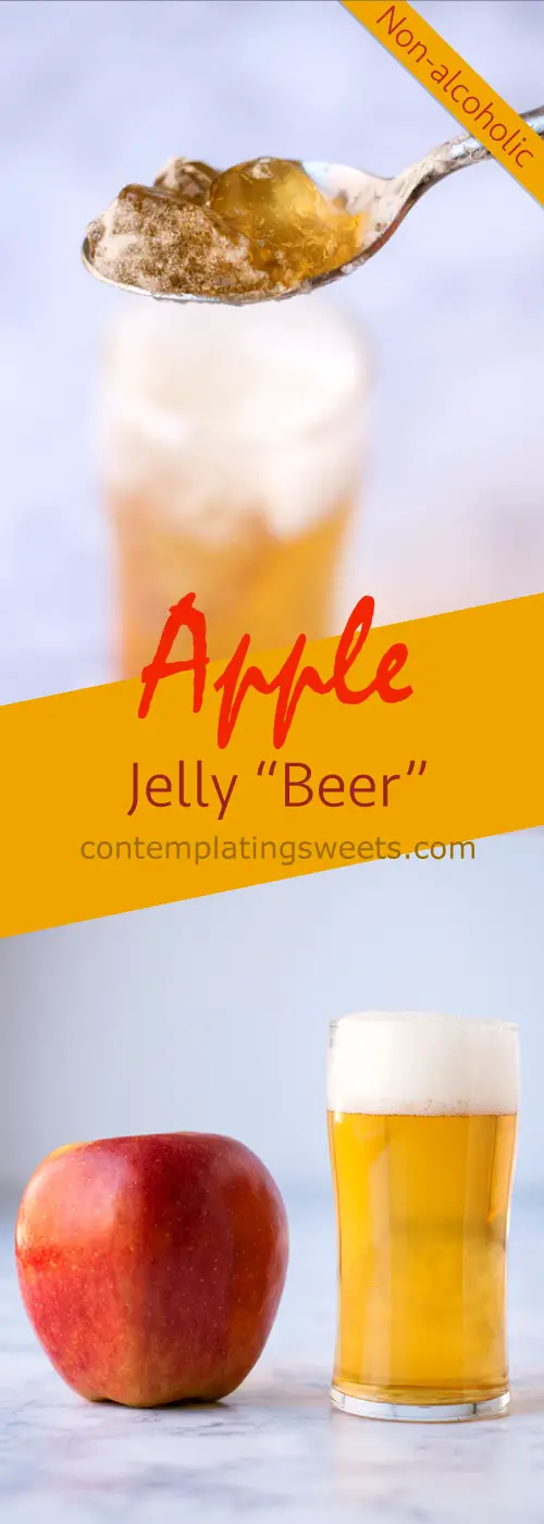 Apple Jelly "Beer"- this non-alcoholic apply jelly "beer" is made with just a few simple ingredients and looks JUST. LIKE. BEER. It is easy, fun, and quick to make.