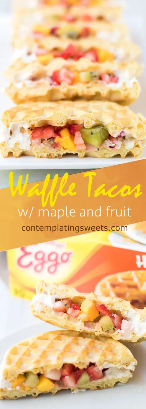 Fruit and Maple Waffle Tacos- These waffle tacos are filled with chopped fruit and sealed with a homemade maple cream cheese. It comes together so easily, you could serve this on a weekday morning!