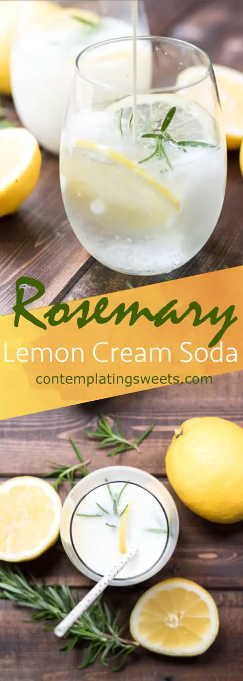 Rosemary Lemon Cream Soda- This lemonade has been kicked up a notch with the addition of rosemary simple syrup, sparkling water, and a dash of cream. The result is an herby, fizzy, tangy, yet creamy drink that is perfect for the upcoming summer weather. 