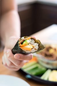 Canned Tuna Sushi Hand Rolls- Using Canned Tuna And Veggies That You Already Have In The Fridge Makes This Sushi Super Accessible! Canned Tuna Sushi Is An Easy And Quick Meal That Is Fun To Customize!