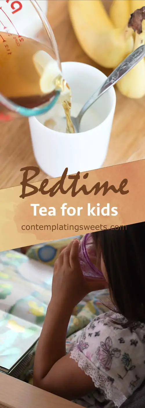 This simple tea is easy to make and perfect for settling down at the end of the day. Chamomile is mixed with banana, which has natural calming properties, to make a naturally sweetened kids bedtime tea. 
