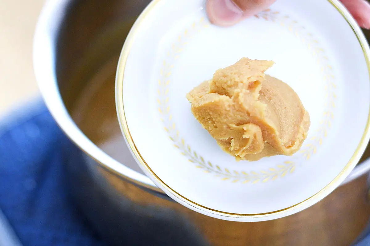 White miso on a plate about to be added to the butterscotch.