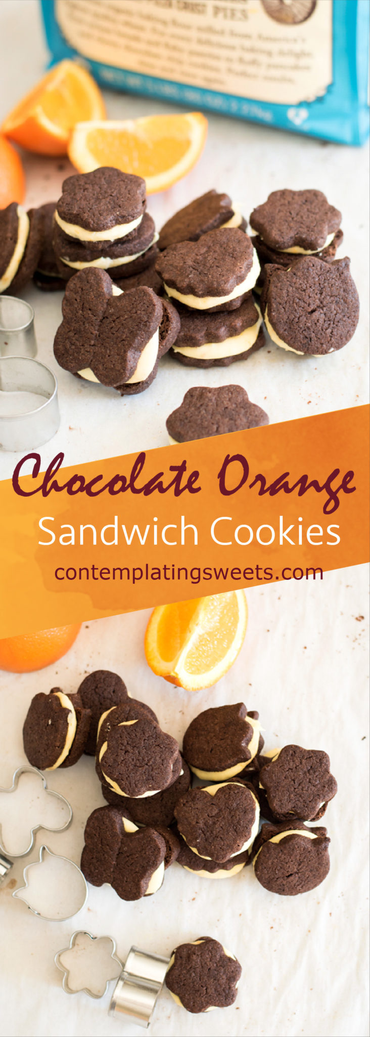 These adorable chocolate orange sandwich cookies have an intense chocolate flavor that pairs perfectly with the fresh orange buttercream. 