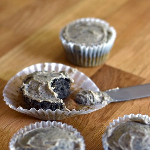 Black sesame cupcakes with peanut butter frosting: These lightly sweet black sesame cupcakes are full of toasty sesame flavor, and pair perfectly with the peanut butter sesame frosting.