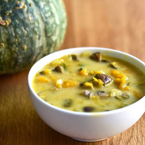 This kabocha squash soup is naturally sweet, and uses just a few simple ingredients to make a comforting and delicious winter soup.