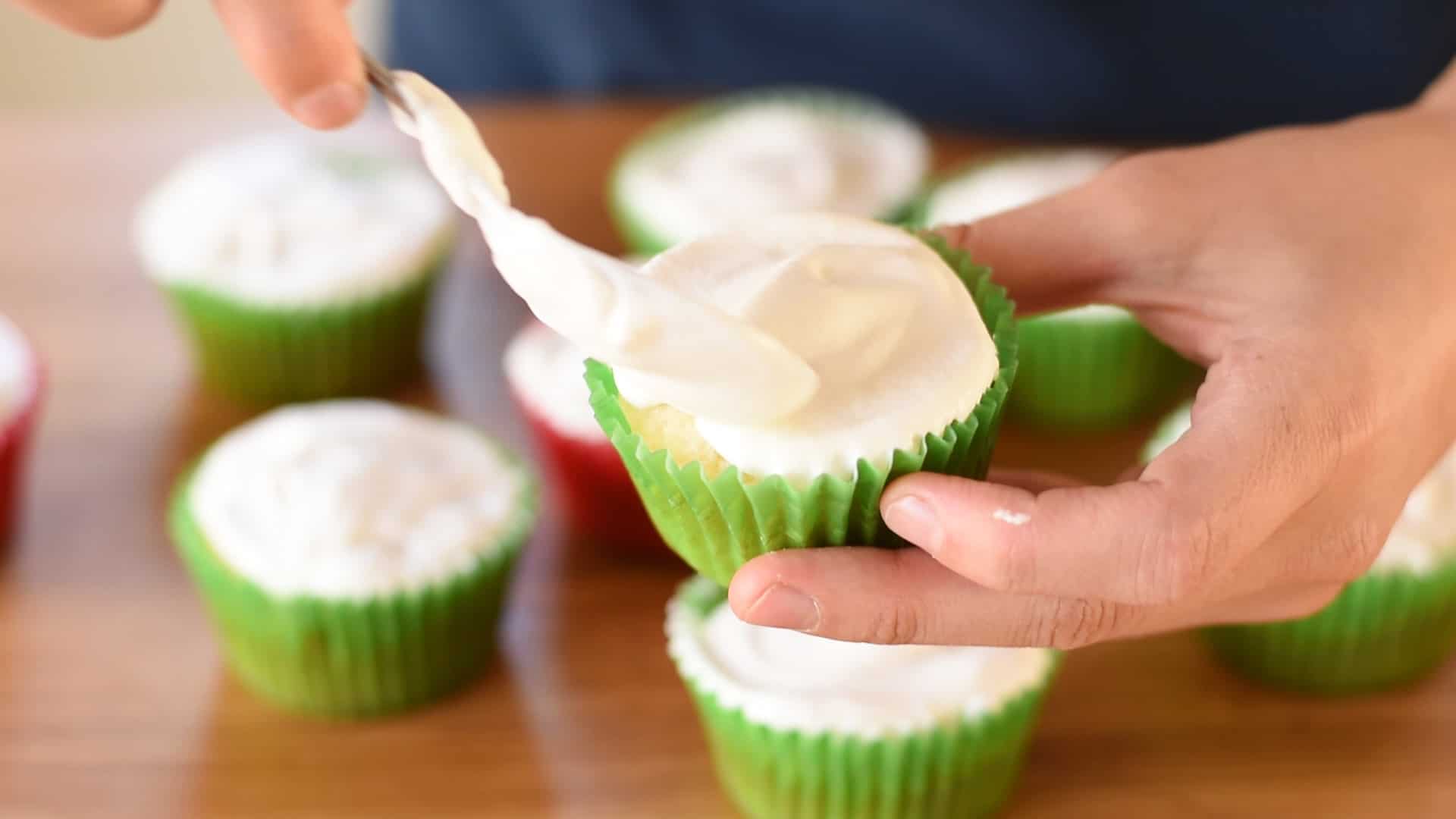 Frosting The Cupcake With Stabilized Whipped Cream.