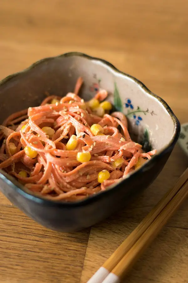 Japanese carrot salad with Asian sesame dressing & Japanese mayo.