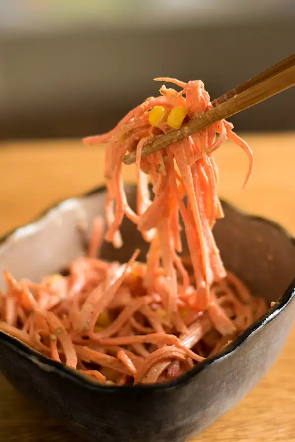 Japanese carrot and sesame salad with Asian sesame dressing.