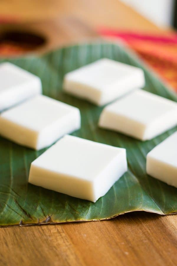 Haupia - A traditional Hawaiian coconut pudding made from corn starch and coconut milk. 
